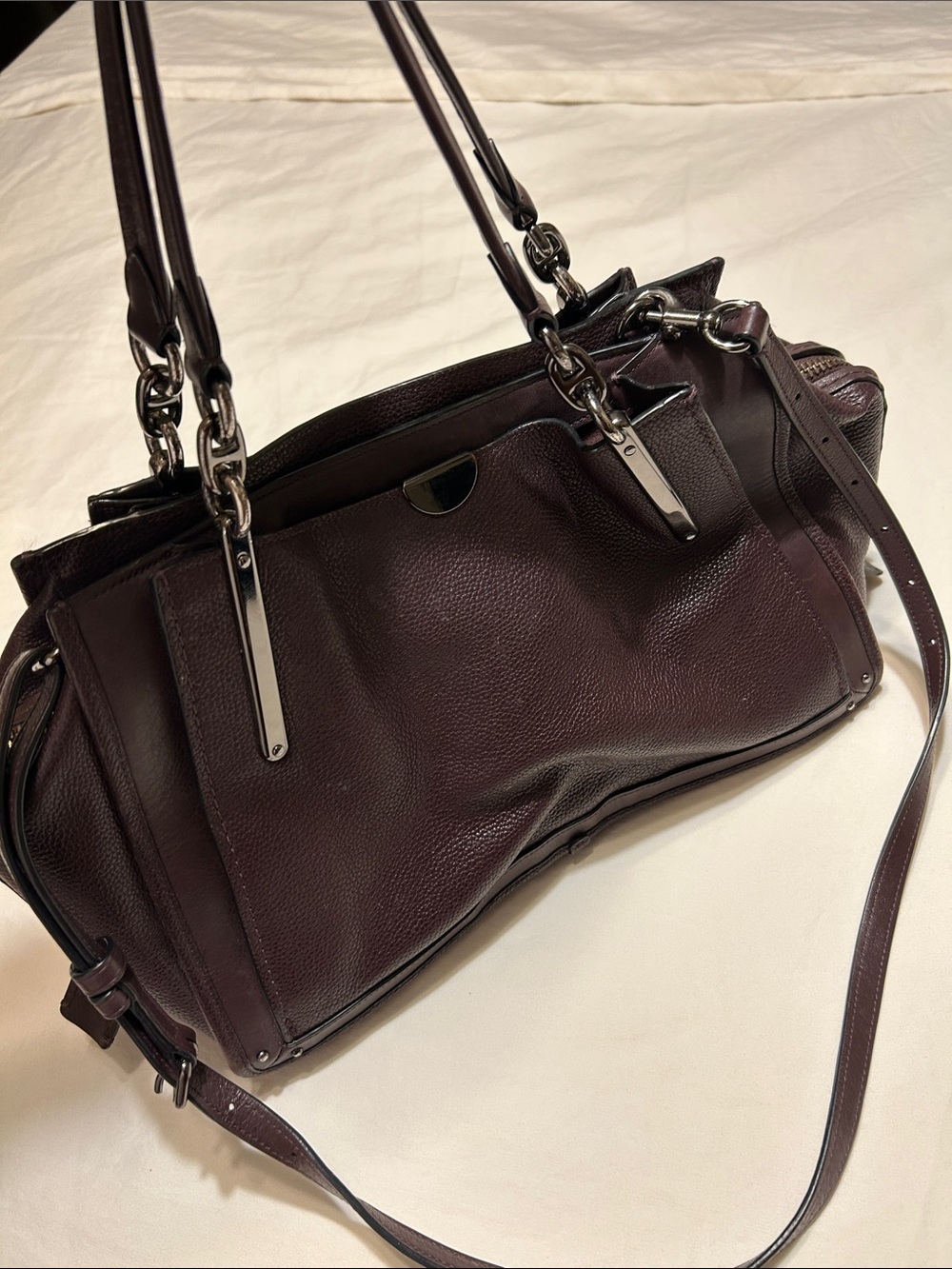 Coach Pebbled Leather Shoulder Bag in Deep Plum